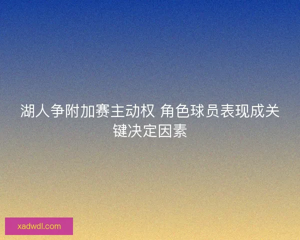 湖人争附加赛主动权 角色球员表现成关键决定因素