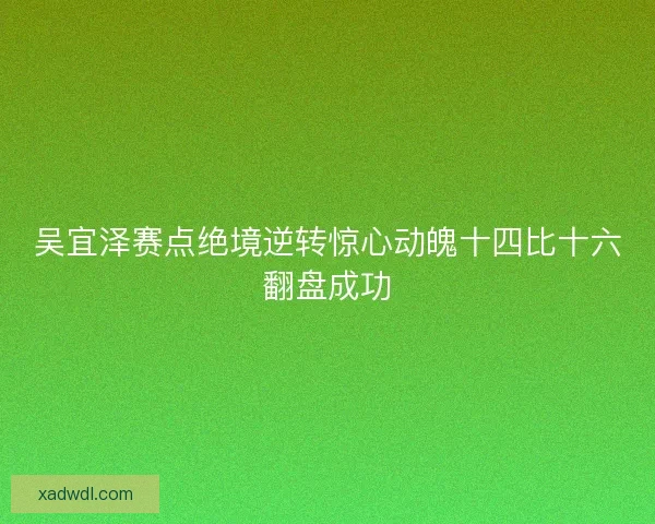吴宜泽赛点绝境逆转惊心动魄十四比十六翻盘成功